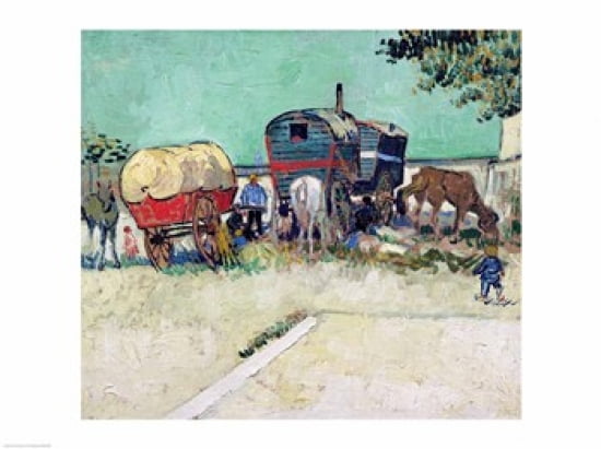 The Caravans Gypsy Encampment near Arles Canvas Art - Vincent Van Gogh (24 x 18)