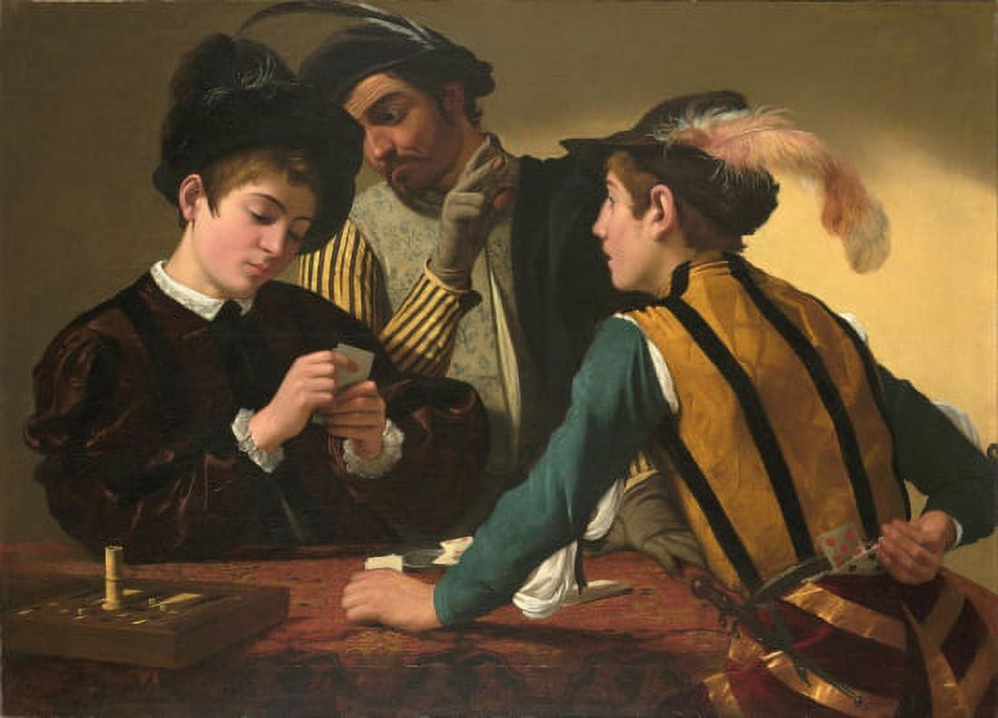The Cardsharps Canvas Art - Caravaggio (18 x 24)