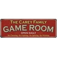 thumbnail image 1 of The Carey Family Gift Red Game Room Metal 6x18 Sign 206180038266, 1 of 1