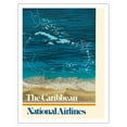 thumbnail image 1 of The Caribbean - National Airlines - Vintage Travel Poster c.1970s - Fine Art Matte Paper Print (Unframed) 20x26in, 1 of 4