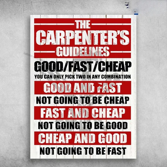 The Carpenter'S Guidelines - Good Fast Cheap You Can Only Pick Two In Any Wall Art