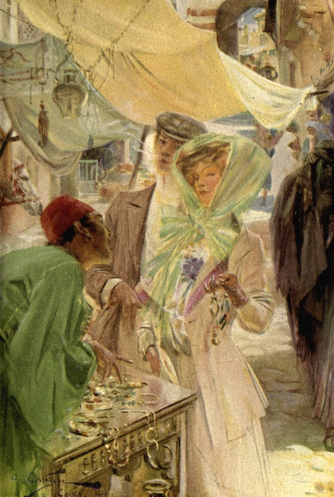 The Carpet from Bagdad c1911 In the market Canvas Art - Andr Castaigne (18 x 24)