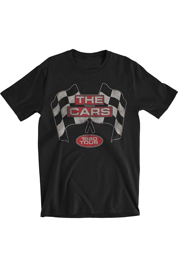 The Cars Men's Flags 1980 Tour Slim-Fit T-Shirt Black 2X-Large | Licensed Control Industry Merchandise