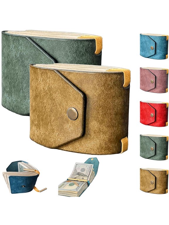The Cash Wrap Wallet, Fast Cash Access Money Holder for Cash Leather Money Holder Handy Purse Bands Wallet Organizer (Gold+Gerrn)