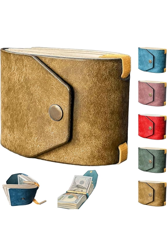 The Cash Wrap Wallet, Fast Cash Access Money Holder for Cash Leather Money Holder Handy Purse Bands Wallet Organizer (Gold)