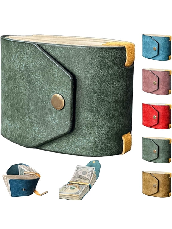 The Cash Wrap Wallet, Fast Cash Access Money Holder for Cash Leather Money Holder Handy Purse Bands Wallet Organizer (Green)