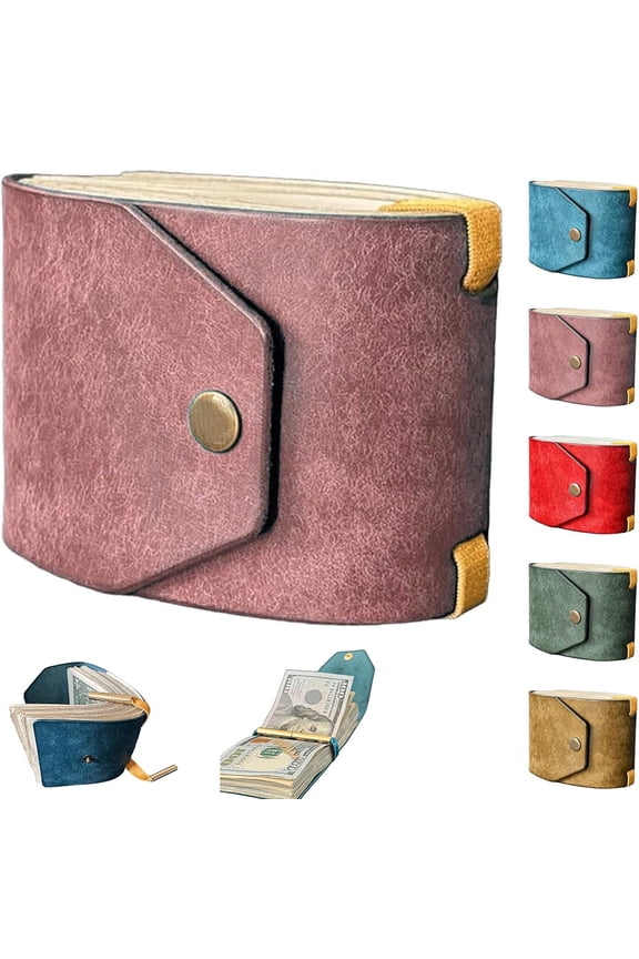 The Cash Wrap Wallet, Fast Cash Access Money Holder for Cash Leather Money Holder Handy Purse Bands Wallet Organizer (Purple)