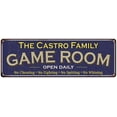 thumbnail image 1 of The Castro Family Gift Blue Game Room Metal 6x18 Sign 206180037419, 1 of 1