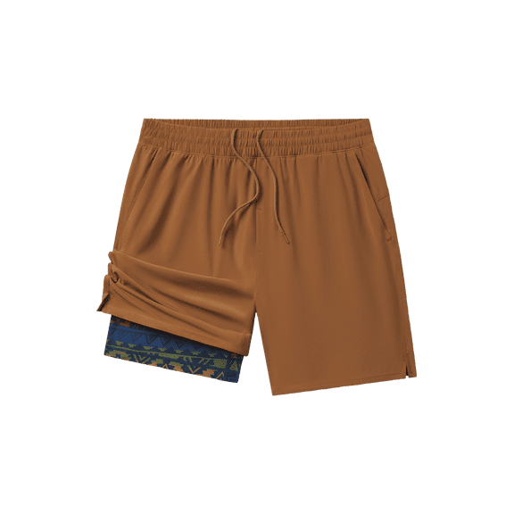 The Casual Thigh Day - Shinesty Khaki Aztec Ball Hammock 7 Inch Athletic Shorts 2X