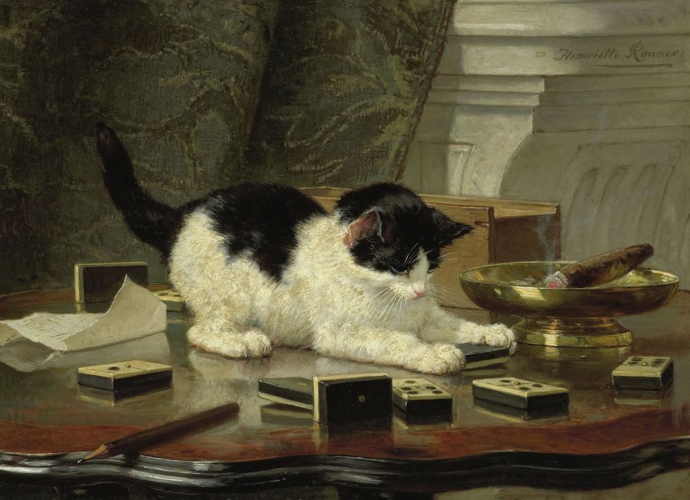 The Cat At Play Canvas Art - (24 x 18)