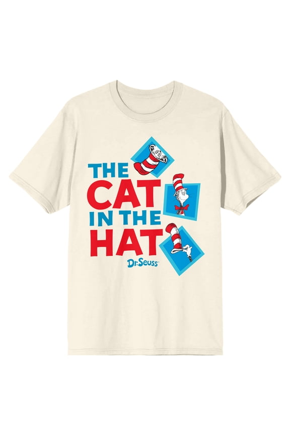 The Cat In The Hat Character Windows Adult Sand Crew Neck Short Sleeve T-shirt -XL