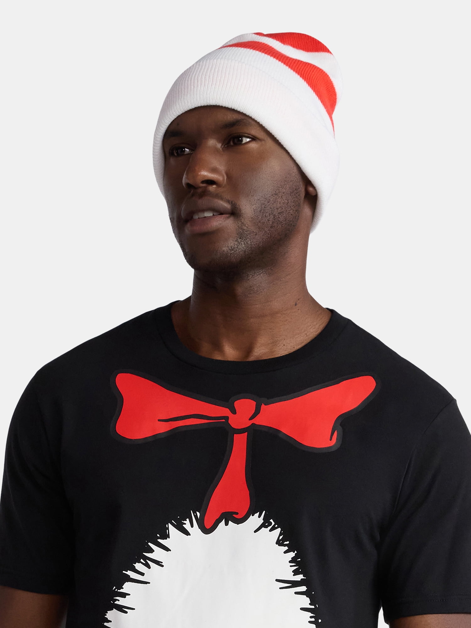 The Cat In The Hat, Men's & Big Men's Graphic Halloween Cosplay T-Shirt and Matching Character Beanie, Sizes XS-3XL