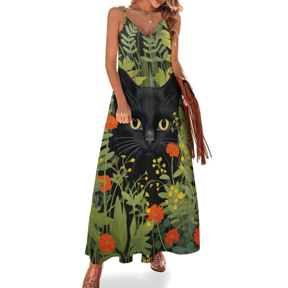 The Cat Is Hiding Fine Art Sleeveless Dress Summer Dress Woman 2025