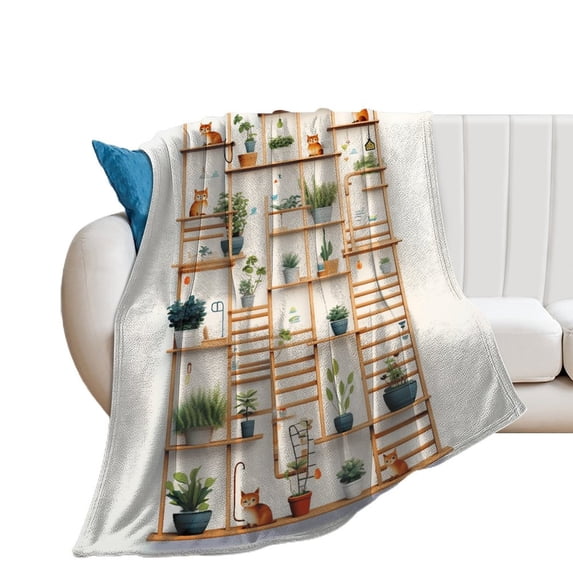 The Cat Is Hiding Flannel Blanket Lightweight Blanket for Couch Sofa Bed, Super Soft Cozy Print Warm Blanket