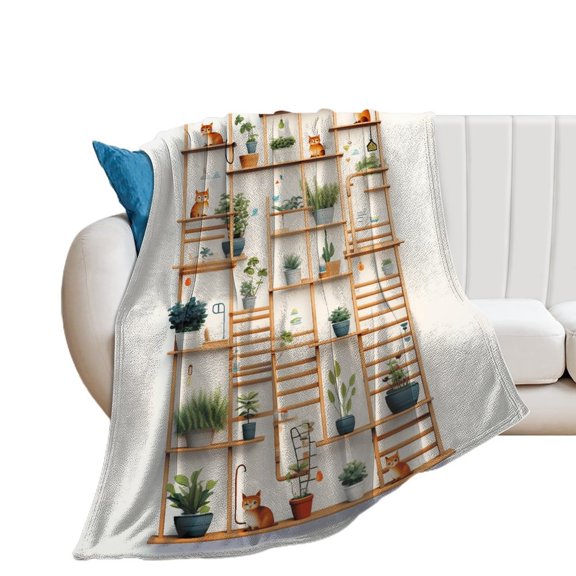 The Cat Is Hiding Flannel Blanket Lightweight Blanket for Couch Sofa Bed, Super Soft Cozy Print Warm Blanket