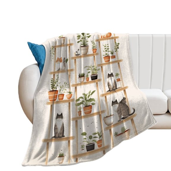 The Cat Is Hiding Print Blanket Warm Throw Blanket Soft Flannel Lightweight Throw Blankets Couch Bed Travel Bedding Room Decor for Kids Teens Adults