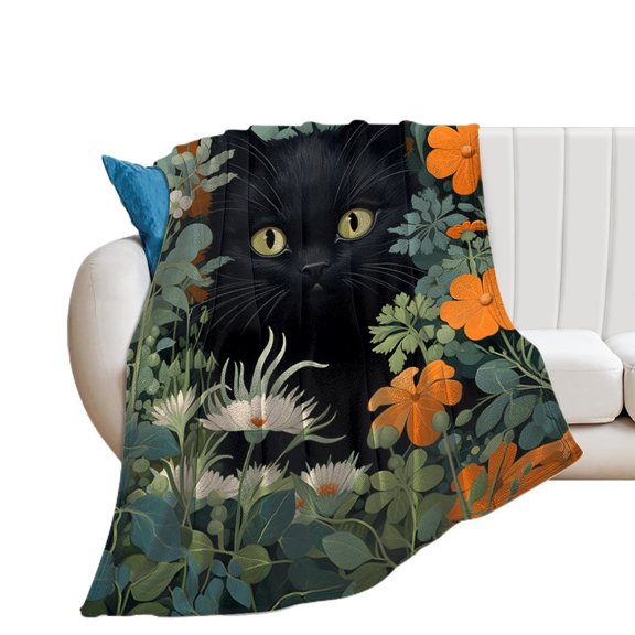 The Cat Is Hiding Print Blanket Warm Throw Blanket Soft Flannel Lightweight Throw Blankets Couch Bed Travel Bedding Room Decor for Kids Teens Adults