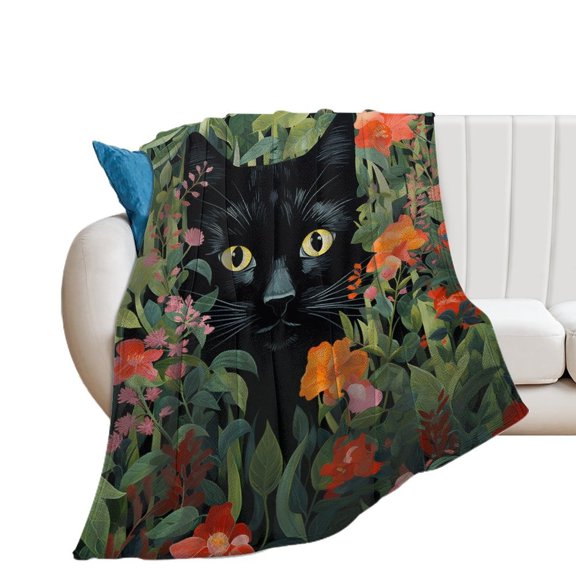The Cat Is Hiding Print Blanket Warm Throw Blanket Soft Flannel Lightweight Throw Blankets Couch Bed Travel Bedding Room Decor for Kids Teens Adults