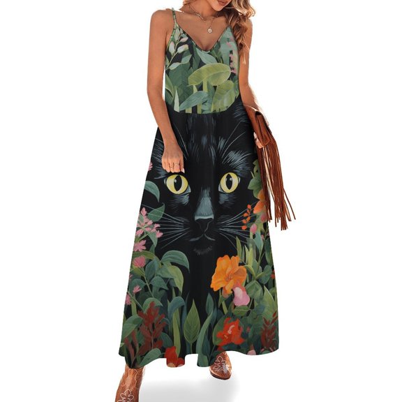 The Cat Is Hiding Sleeveless Dress Women's Luxury Party Dress Birthday Dresses for Women