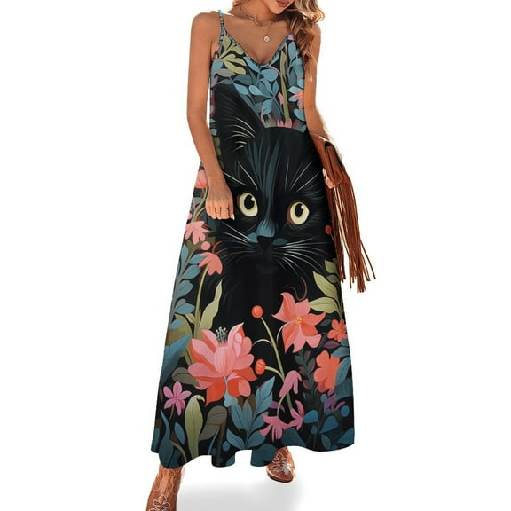The Cat Is Hiding Sleeveless Dress Women's Luxury Party Dress Birthday Dresses for Women