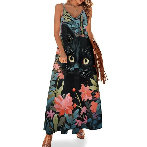 The Cat Is Hiding Sleeveless Dress Women's Luxury Party Dress Birthday Dresses for Women