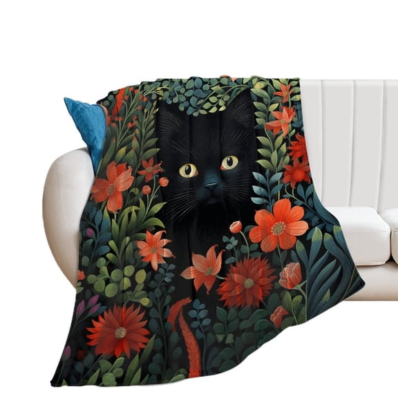 The Cat Is Hiding Soft Print Blanket Throw Blankets Warm Cozy Lightweight Couch Blanket Stuff Gifts for Women Girls Kids Mom Teens Boys