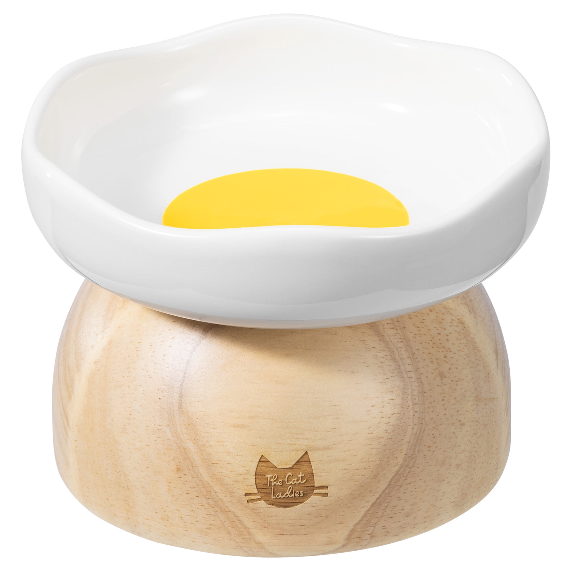 The Cat Ladies Egg Cat Food Bowl - Cute Cats Bowl - Elevated Ceramic Food Bowls - Ceramic Raised Food Bowl