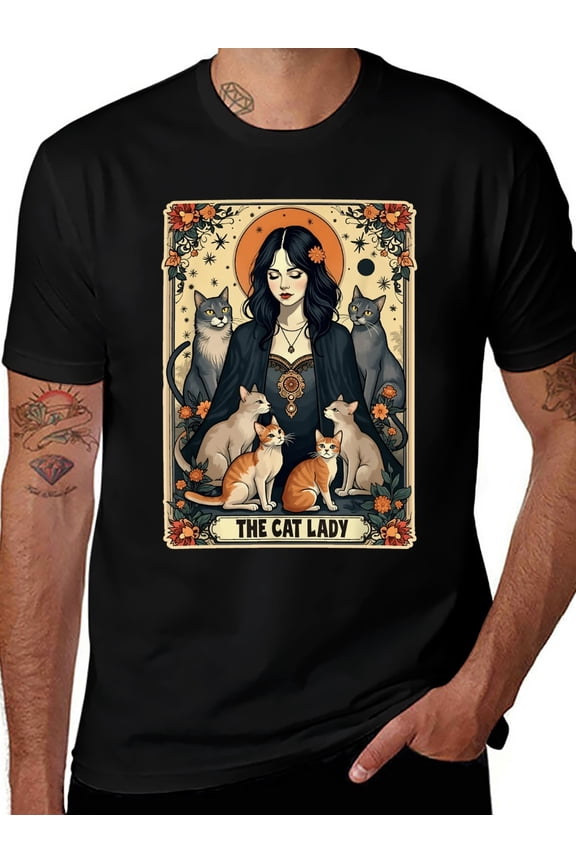 The Cat Lady Tarot Card Shirt Women Witchy Gothic Cat Mom T-Shirt
