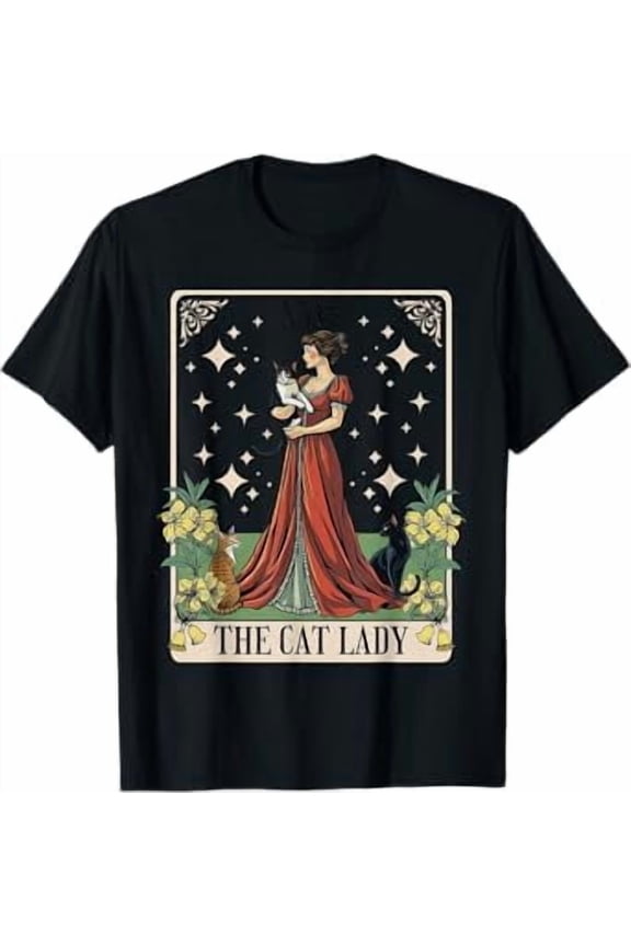 The Cat Lady Tarot Card. Vintage Gothic Cat Women Cat Mom T-Shirt