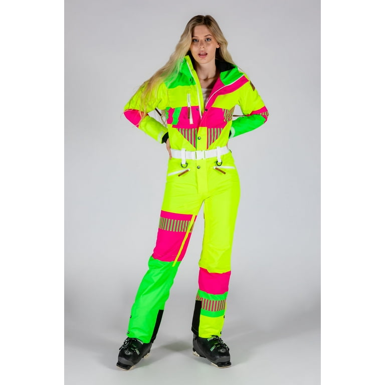 Neon one piece ski suit best sale