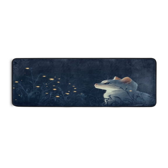 The Cat at Night 72x24" Runner Rug, Non-Slip Memory Foam Cushion, Anti-Crease for Hallways and Bedrooms
