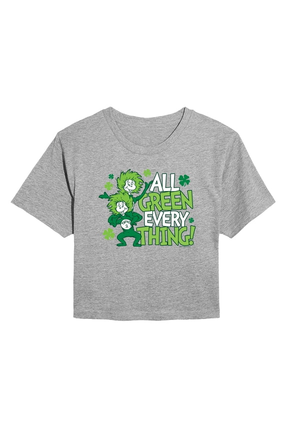 - All Green Everything - Juniors Cropped Graphic T-Shirt