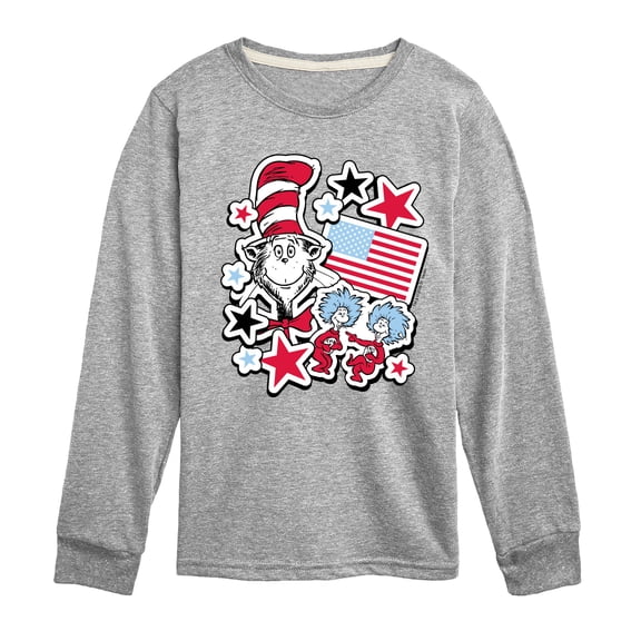 The Cat in the Hat - Americana Stickers - Youth Boys Long Sleeve Graphic T-Shirt