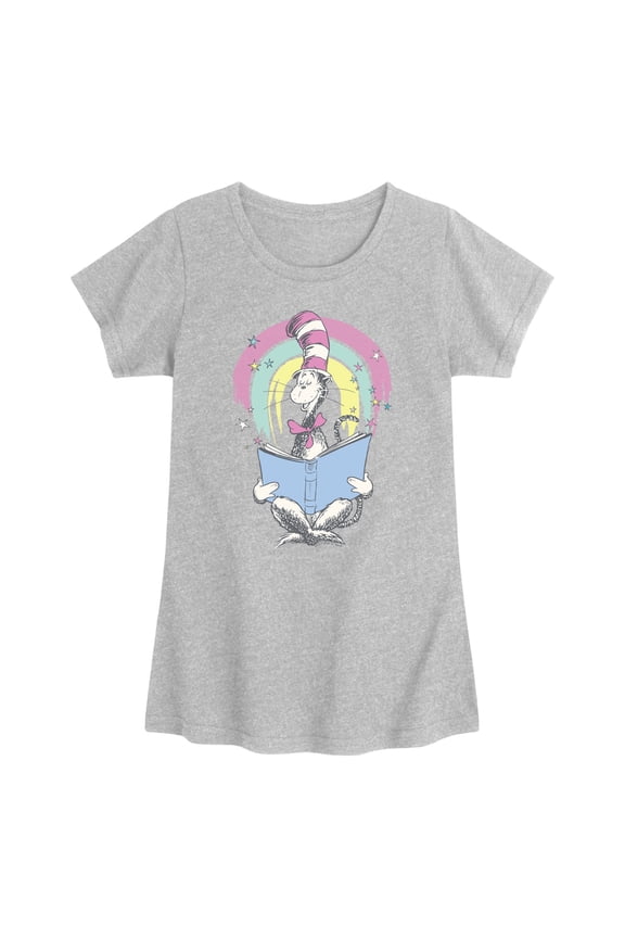 - Cat Reading - Youth Girls Fitted Short Sleeve T-Shirt