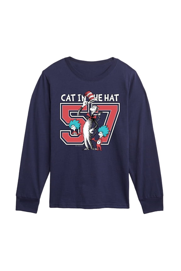 - Cat in the Hat Jersey - Youth Boys Long Sleeve Graphic T-Shirt