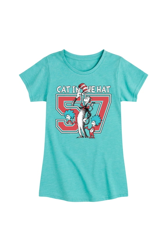 - Cat in the Hat Jersey - Youth Girls Fitted Short Sleeve T-Shirt