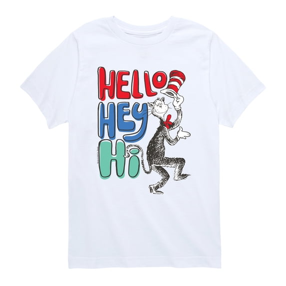 The Cat in the Hat - Hello Hey Hi - Youth Boys Short Sleeve Graphic T-Shirt