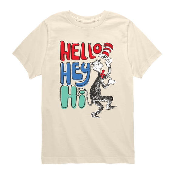 The Cat in the Hat - Hello Hey Hi - Youth Boys Short Sleeve Graphic T-Shirt