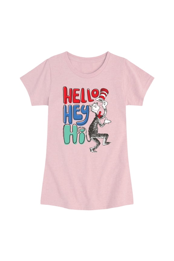 - Hello Hey Hi - Youth Girls Fitted Short Sleeve T-Shirt
