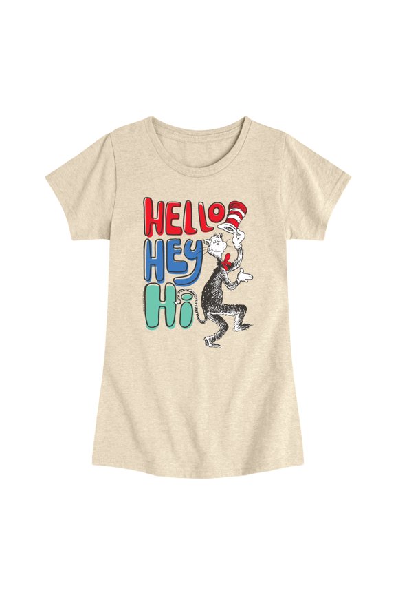 - Hello Hey Hi - Youth Girls Fitted Short Sleeve T-Shirt