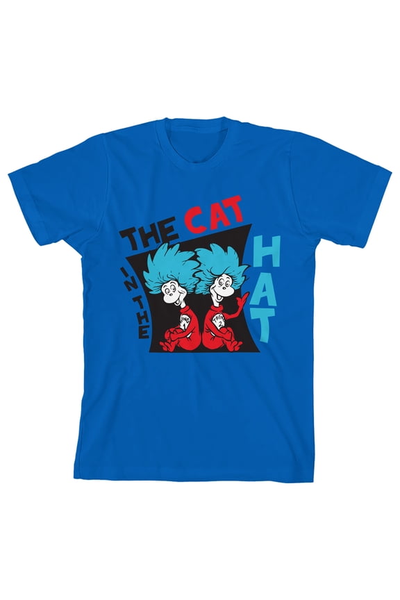 The Cat in the Hat Thing 1 and Thing 2 Youth Boys Graphic Tee - Short Sleeve Crew Neck Cotton T-Shirt - Officially Licensed Dr. Seuss-Medium