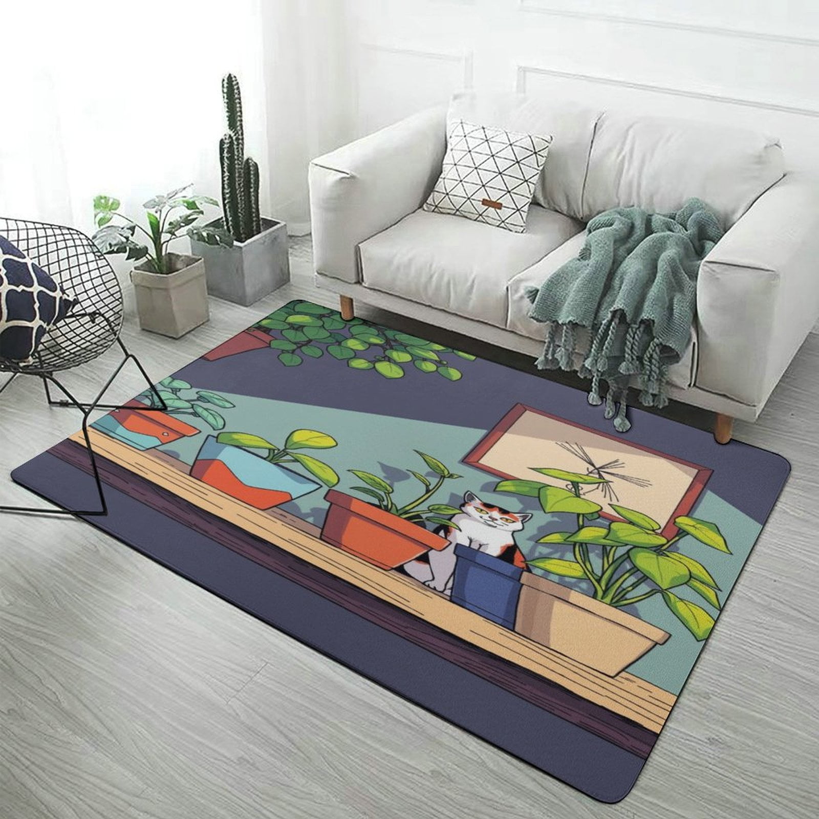 The Cat on The Plant Rack European Living Room Carpets Rugs Luxury ...