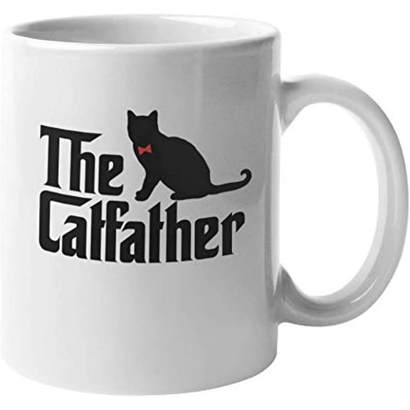 The Catfather Black Cat Dad Crazy Kitty Coffee & Tea Mug (11oz),Ceramic mugs, mugs with handle, can heat up