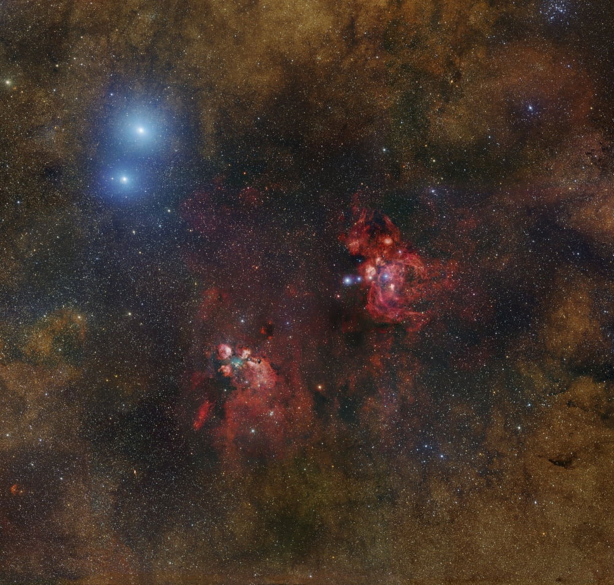 The Cats Paw and Lobster Nebulae in Scorpius Canvas Art - Robert GendlerStocktrek Images (29 x 28)