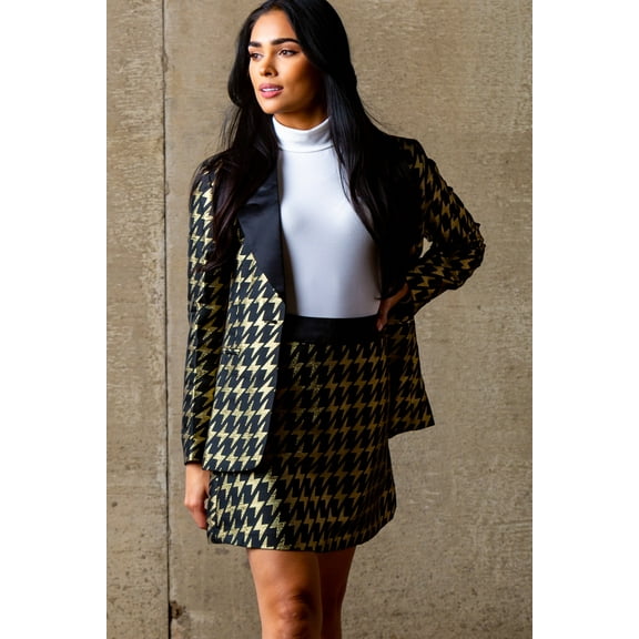 The Caviar and Cocktails - Shinesty Gold Jacquard Black Label Womens Skirt 10