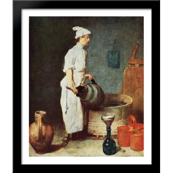 The Cellar Boy 28x34 Large Black Wood Framed Print Art by Jean-Baptiste-Simeon Chardin