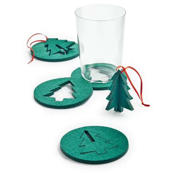 The Cellar Holiday Two In One Tree Coaster And Ornament, Set of 4