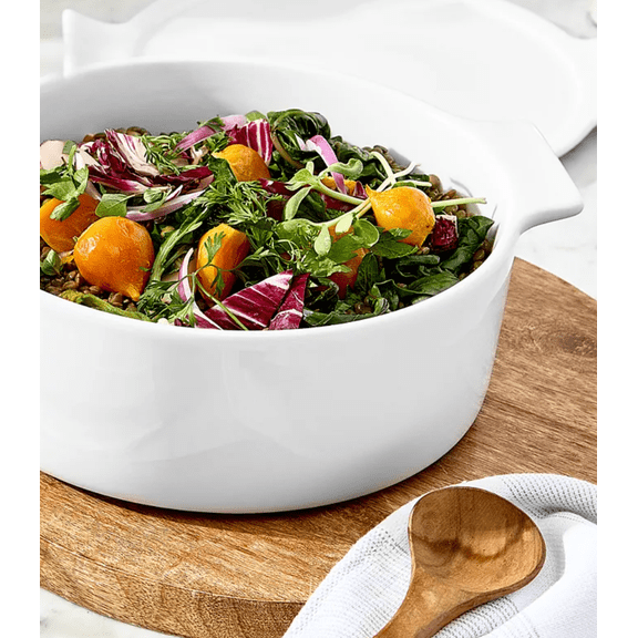 The Cellar Whitewear James Collection Covered Vegetable Dish White Porcelain Oven-to-Table