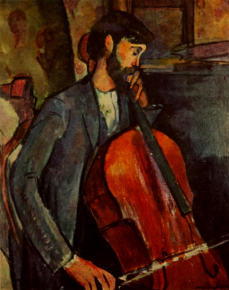 The Cellist 1909 Canvas Art - Amedeo Modigliani (18 x 24)