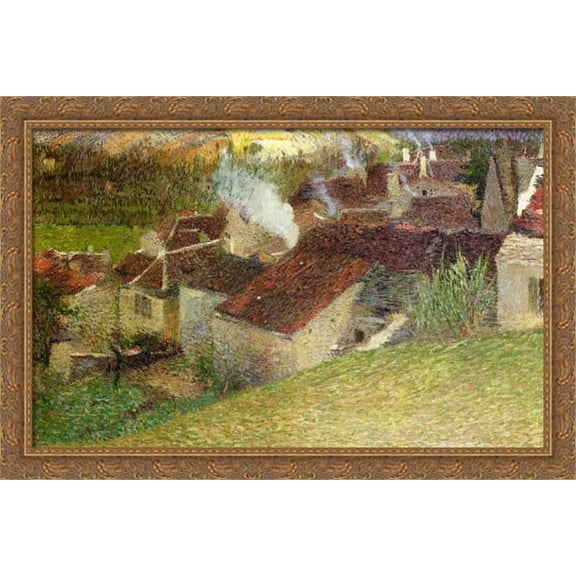 The Center of La Bastide du Vert 40x26 Large Gold Ornate Wood Framed Canvas Art by Henri Martin